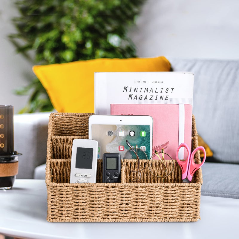 DINGTAI Woven Mail Organizer  12 Inch Mail Organizer Countertop  Basket Mail Organizer Bill Organizers Mail and Pen Organizer Countertop Farmhouse Desk organizers and storage - Image 2